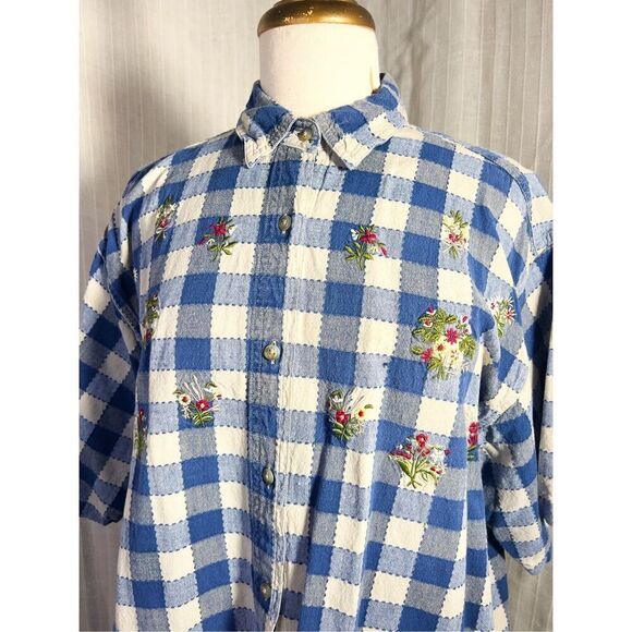 Casual Corner Women's Blue and White Blouse- Size XL - Picture 2 of 5